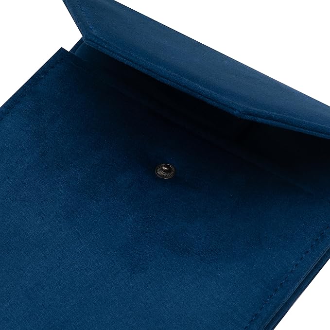 Velvet Necklace Jewelry Travel Folder Storage Display Case (Dark Blue)