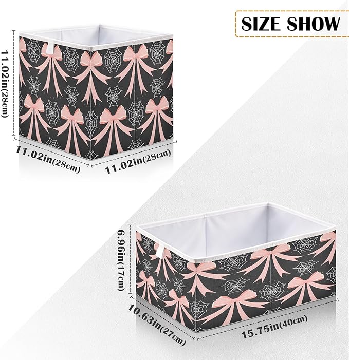 Bolaz Web Bow Pattern Closet Organizers Storage Cubes Storage Bins Shelf Baskets Containers for Home Room Office,Square