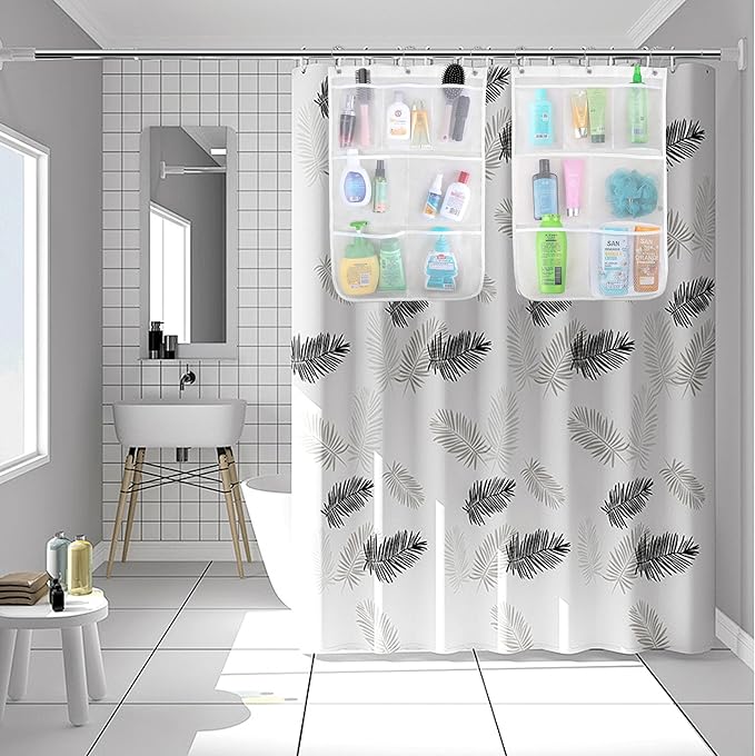 Cruise Essentials Must-Have Shower Caddy, Quick-Dry Mesh Hanging Bathroom Organizer with 7 Pockets, Portable Toiletry Bag for Travel, RVing & Camping, White, 17 Inch by 26 Inch, White, 2 Pack