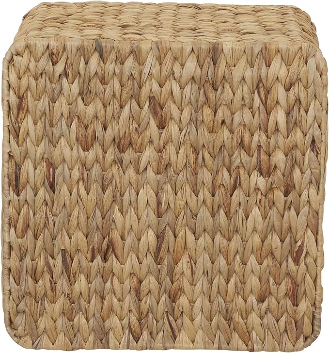 Household Essentials Woven Wicker Open Storage Basket with Stainless Steel Handle, Brown