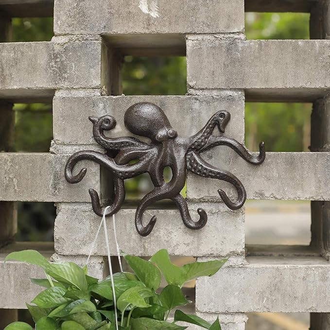 Key Holder for Wall, Octopus Coat Hooks Wall Mounted Towel Hooks, Heavy Duty Key Hooks Decorative with 6 arms