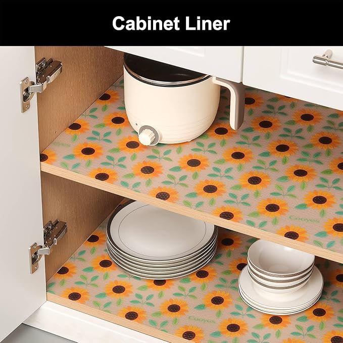 Cooyes Shelf Liner – Premium Non-Adhesive Cabinet & Drawer Liner for Kitchen – Waterproof Shelf Paper with Modern Pattern – Durable EVA Cabinet Mat – Easy to Cut （12" W x 120" L）