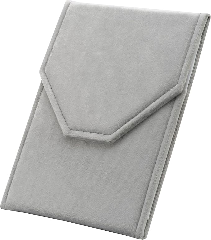 Velvet Necklace Jewelry Travel Folder Storage Display Case (Grey)