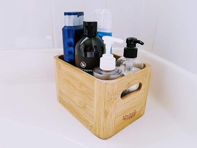 Bamboo Organizer, Bathroom Cosmetic Counter Storage, Picnic Condiment, Kitchen Pantry Box, Grill Utensil Spice Holder