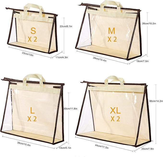 CINPIUK Clear Handbag Storage Bags Purse Organizer for Closet, Zipper Hanging Storage Bag for Handbags, L