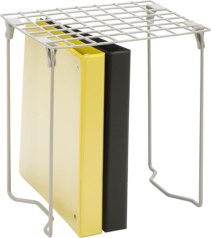 Honey-Can-Do Stackable Steel Wire Locker Shelf, Silver Metal Storage Rack Organizer, Heavy Duty Height Adjustable School & Gym Locker Insert, Space-Saving Utility Shelving