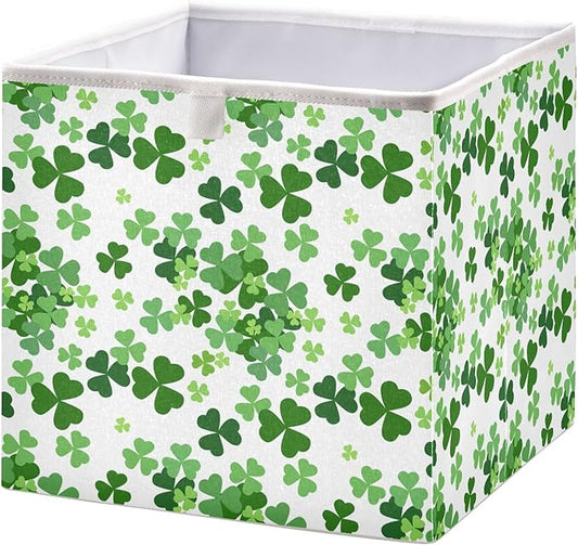 Bolaz Lucky Clover Shamrocks Closet Organizers Storage Cubes Storage Bins Shelf Baskets Containers for Home Room Office,Square