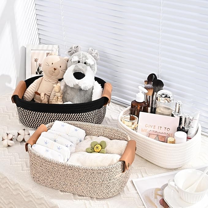 4 Pcs Storage Baskets for Organizing - Small Basket for Shelves, Easter Baskets for Kids or Gift Baskets Empty for Festivals
