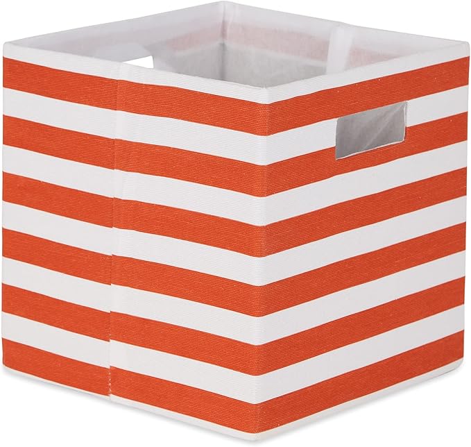 DII Polyester Cube Storage Collection Collapsible Hard Sided Bin, 13x13x13, Spice