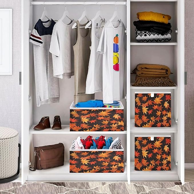 Bolaz Yellow Maple Closet Organizers Storage Cubes Storage Bins Shelf Baskets Containers for Home Room Office,Rectangle