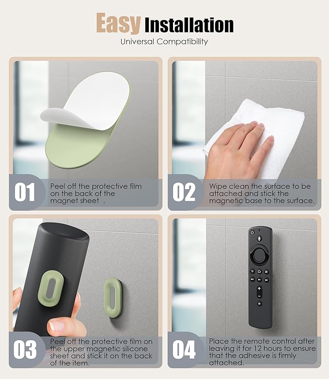 Nearockle 4 Pack Magnetic Remote Control Holder Wall Mount, 2025 Upgraded Smaller & Stronger Magnetic Silicone Remote Control Organizer TV Remote Charger Holder Caddy Back of TV (Multi)