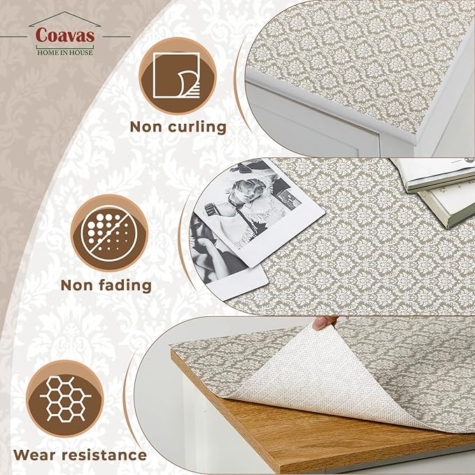 Coavas Extra Grip Thickened Shelf and Drawer Liner - Non-Adhesive Non-Slip Waterproof Mats for Kitchen Cabinets, Drawers, Shelves, Dresser & Cupboard, Easy Cut DIY (Beige Cream, 12IN x 30FT)