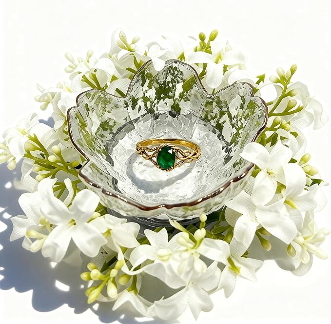 Mini Flower Ring Plate Jewelry Storage Tray Ring Holder for Dressing Table, Bedside Table, Room Bathroom Decoration, Cute Valentine's Day Christmas Birthday Gift for Women (white flower)