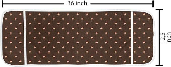 Ambesonne Abstract Microwave Oven Cover, Cupcake Pattern with Hearts on Top Sweets Dark Toned Brown Background, Water Resistant Organizer with Pockets for Kitchen, 36" x 12", Coral Beige