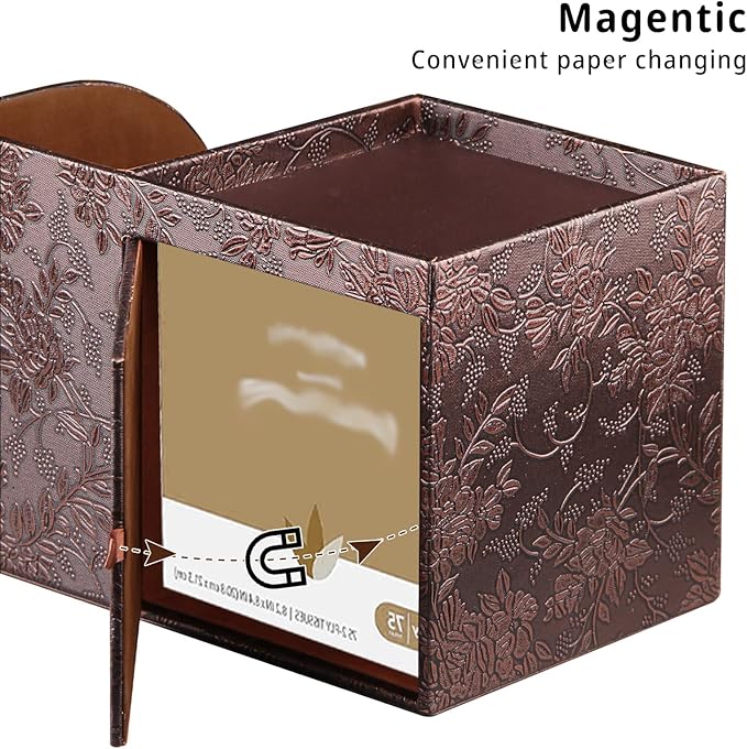 PU Leather Tissue Box Cover Square,Tissue Box Holder Organizer with Storage Tray and Remote Control Holder for Bathroom Countertop Night Stands Bedroom Office Desk,Napkin Caddy Decorative Black