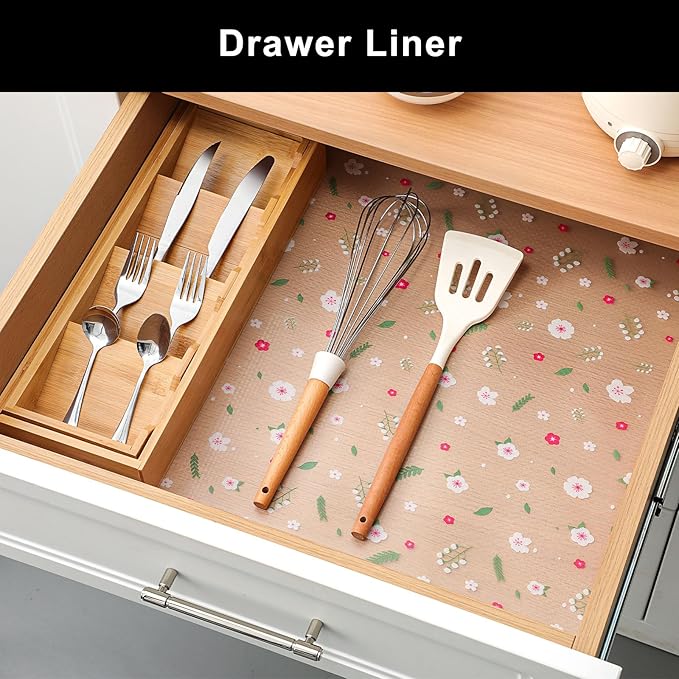Cooyes Shelf Liner – Premium Non-Adhesive Cabinet & Drawer Liner for Kitchen – Waterproof Shelf Paper with Modern Pattern – Durable EVA Cabinet Mat – Easy to Cut （24" W x 360" L）