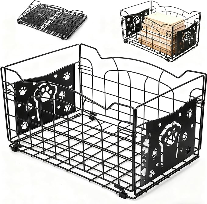 14" Large Wire Baskets for Organizing, Metal Open Storage Bin with Handles, Foldable Kitchen Pantry Organizer, Farmhouse Decor for Cabinets Closets Shelves Laundry Room Bathroom Picnic