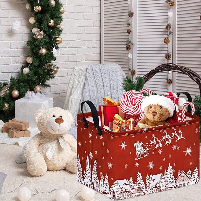 Christmas Basket Box Hamper Storage Basket Collapsible Organizer Bin Gift Shelf Baskets for Home and Kitchen Storage