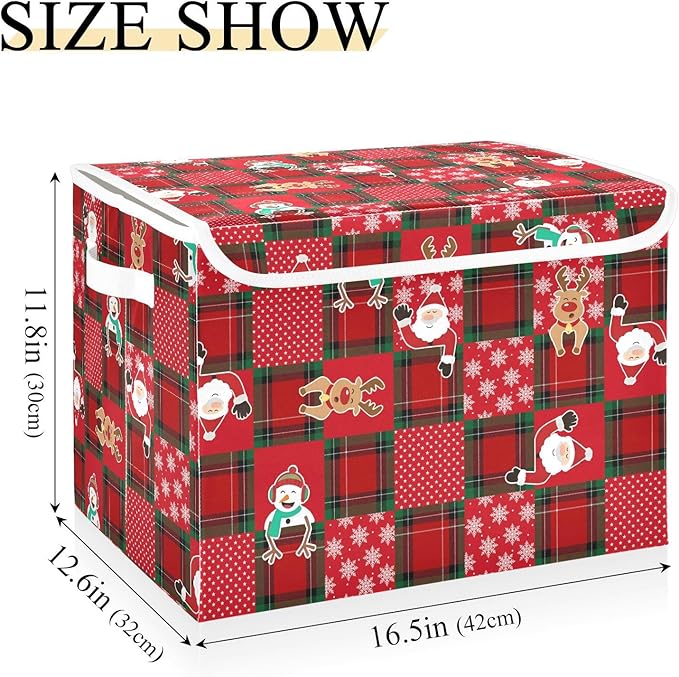 Christmas Baskets Collapsible Storage Bins with Lids, Christmas Snowman Santa Snowflake Storage Boxes Clothes Baskets for Organizing