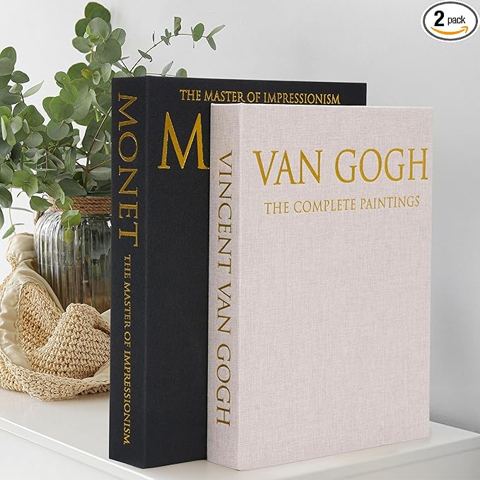 Decorative Book Storage Box Set of 2, Stylish Decorative Books, Linen Faux Book Storage Box for Bookshelf, Coffee Tables, Home Decor, Black