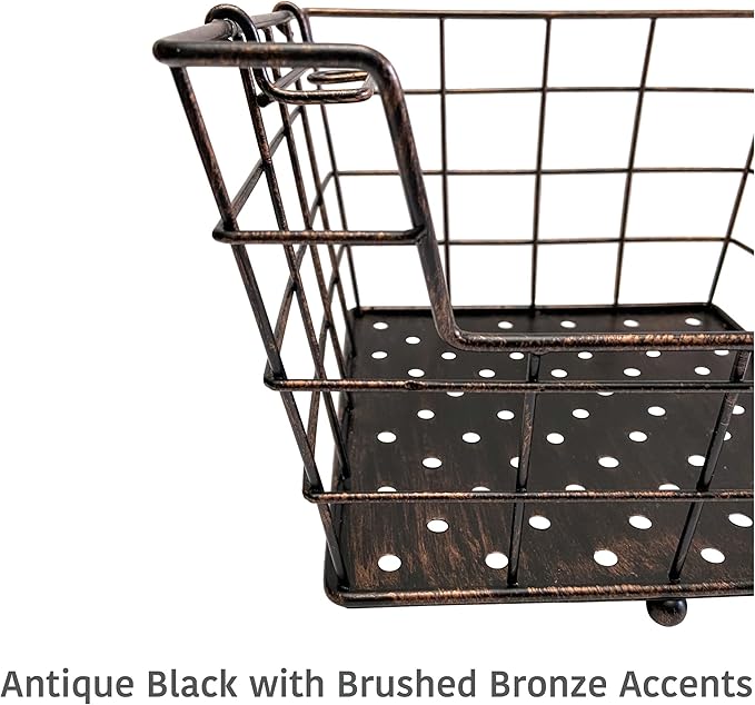 Gourmet Basics by Mikasa Ferme Adjustable 2, 3 or 4 Tier Metal Floor Standing Market Basket for Fruit & Home Storage, Antique Black