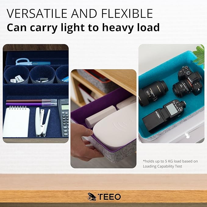 Teeo - Organizer for Drawers - Desk Drawer Organizers and Storage - Make Up Draw Organizers - Kitchen Drawer Organization - Home Office Cosmetic Bins Dividers Box Compartment - Pack of 7, Navy