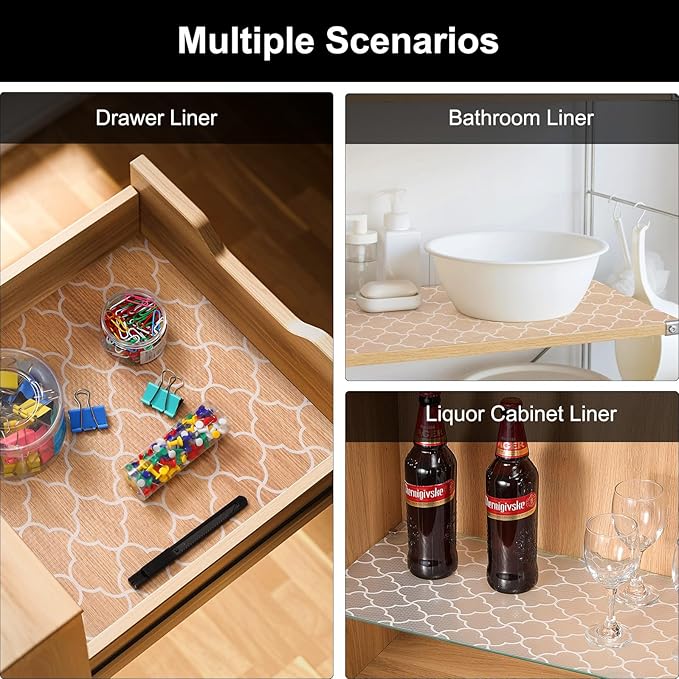 Cooyes Shelf Liner – Premium Non-Adhesive Cabinet & Drawer Liner for Kitchen – Waterproof Shelf Paper with Modern Pattern – Durable EVA Cabinet Mat – Easy to Cut （24" W x 360" L）