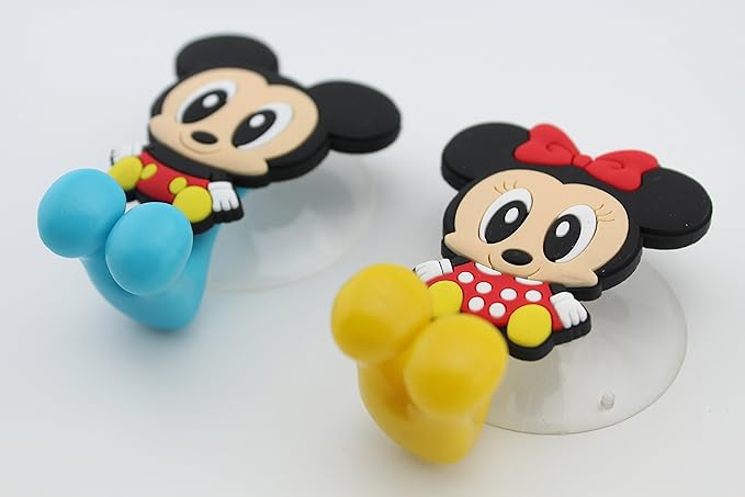Mickey Minnie 2 pcs Set Toothbrush Holders with Suction Cup for Wall in Bathroom at Home RV Camper Van