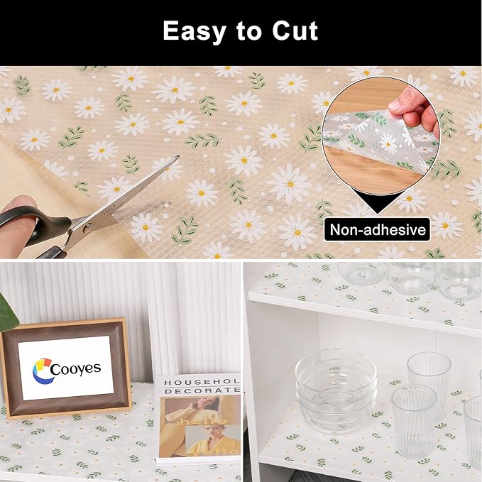 Cooyes Shelf Liner – Premium Non-Adhesive Cabinet & Drawer Liner for Kitchen – Waterproof Shelf Paper with Modern Pattern – Durable EVA Cabinet Mat – Easy to Cut （20" W x 240" L）