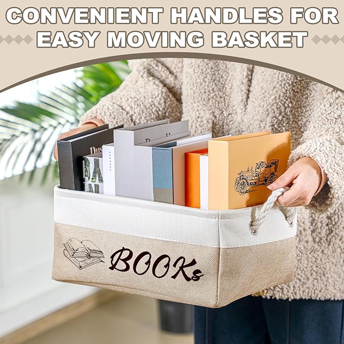 Marsui Book Lover Gifts Books themed Storage Basket Storage Bin Bookish Accessories Bookworm Gift for Club Members Student Teacher Reading Accessories