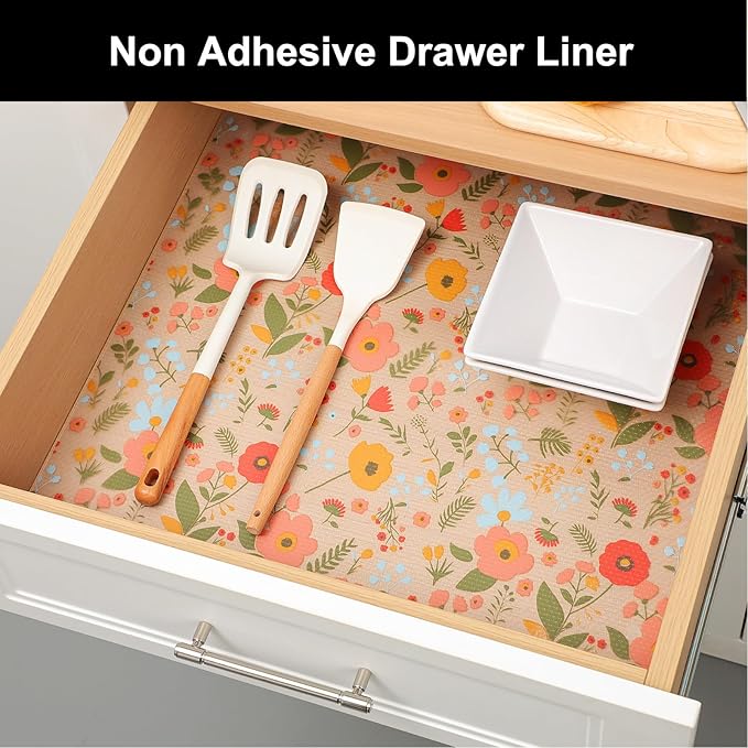 Cooyes Shelf Liner – Premium Non-Adhesive Cabinet & Drawer Liner for Kitchen – Waterproof Shelf Paper with Modern Pattern – Durable EVA Cabinet Mat – Easy to Cut （12" W x 360" L）