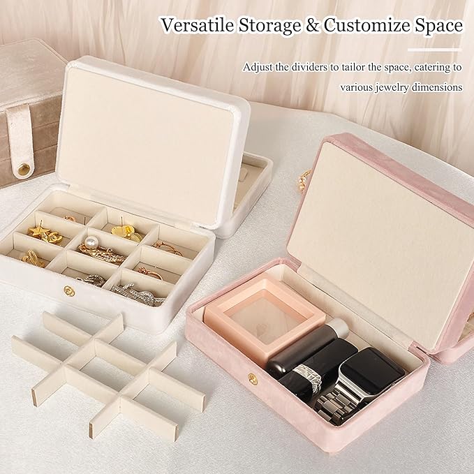 MODENGKONGJIAN Jewelry Organizer Box, 2-Layer Large Jewelry Storage Case, Portable Travel Jewelrys Display Holder for Earrings, Necklaces, Bracelets (Black, PU Leather)