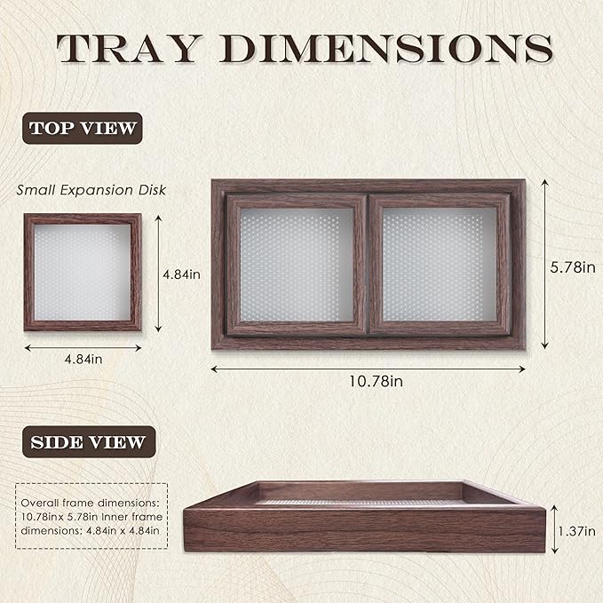Rectangle Small Wooden Tray Set of 3, Desk Drawer Organizer - Stackable, Walnut