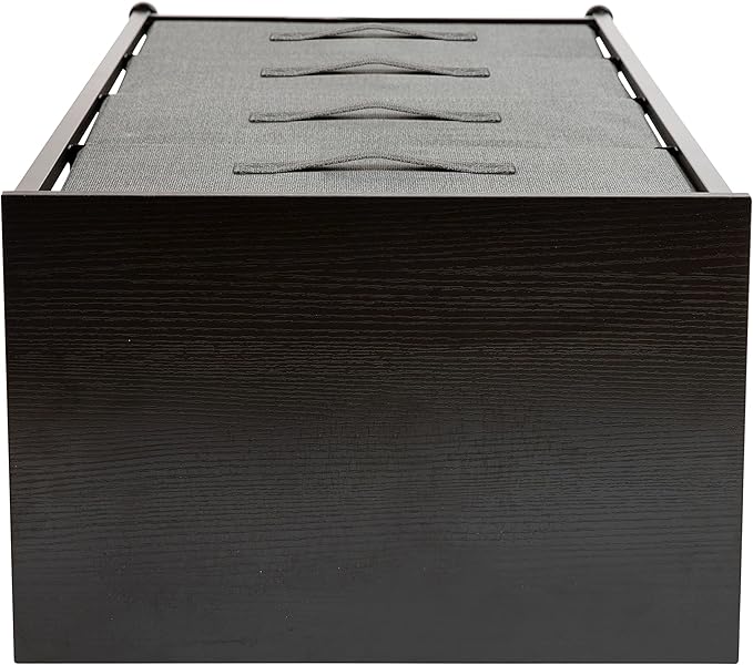 Flash Furniture Harris 4 Drawer Storage Dresser - Black Cast Iron Frame and Wood Top - 4 Easy Pull Dark Gray Fabric Drawers