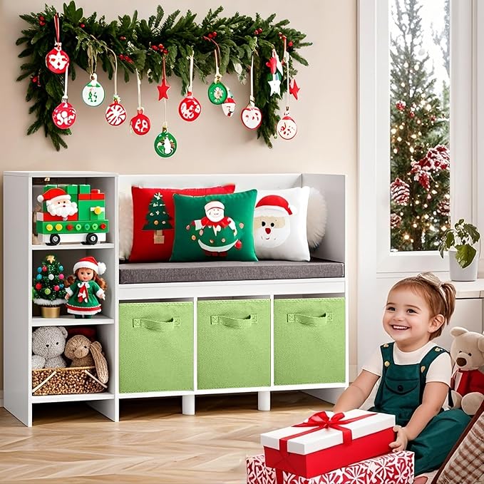 ShellKingdom Storage Bins, Foldable Fabric Storage Cubes And Cloth Storage Organizer Drawer For Closet And Toys Storage, 13 X 13 X 13 INCH, 6 Pack (Green)