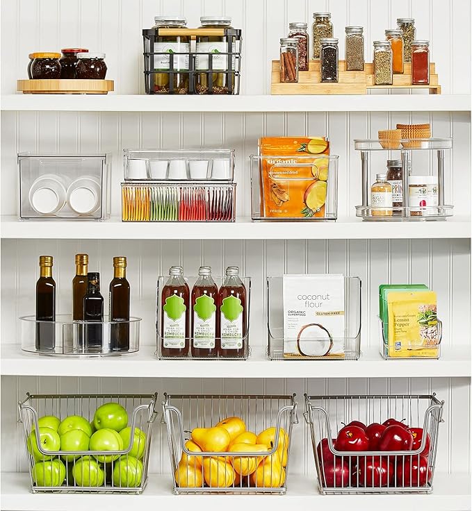 mDesign Lazy Susan Turntable Divided Plastic Spinner - Kitchen/Bathroom, Pantry, Fridge, Cupboard or Counter Organizing, Fully Rotating Food Organizer - 11.5" Round, Lumiere Collection - Clear