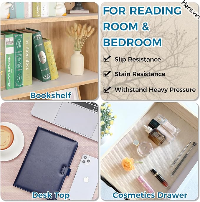Hersvin Shelf Liner, 28 in x20 ft Non-Adhesive Drawer Liners EVA Kitchen Cupboard Cabinet Covering Undersink Mat Washable Fridge Lining Paper for Home Office (Clear/Dot)