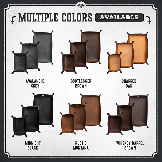 Main Street Forge Leather Valet Tray for Men â Rustic EDC Organizer for Keys, Phone & Wallet â Made in USA â Bootlegger Brown