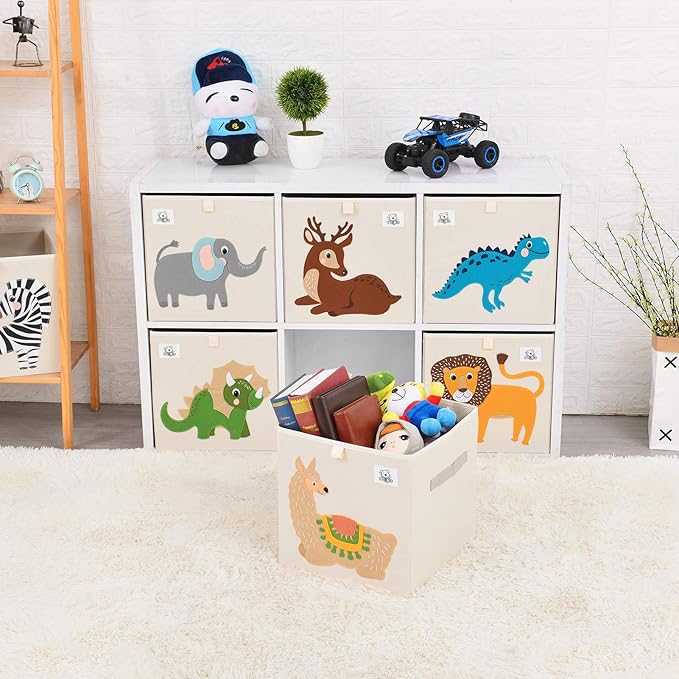 CLCROBD Foldable Animal Cube Storage Bins Fabric Toy Box/Chest/Organizer for Toddler/Kids Nursery, Playroom, 13 inch (Cute Elephant)
