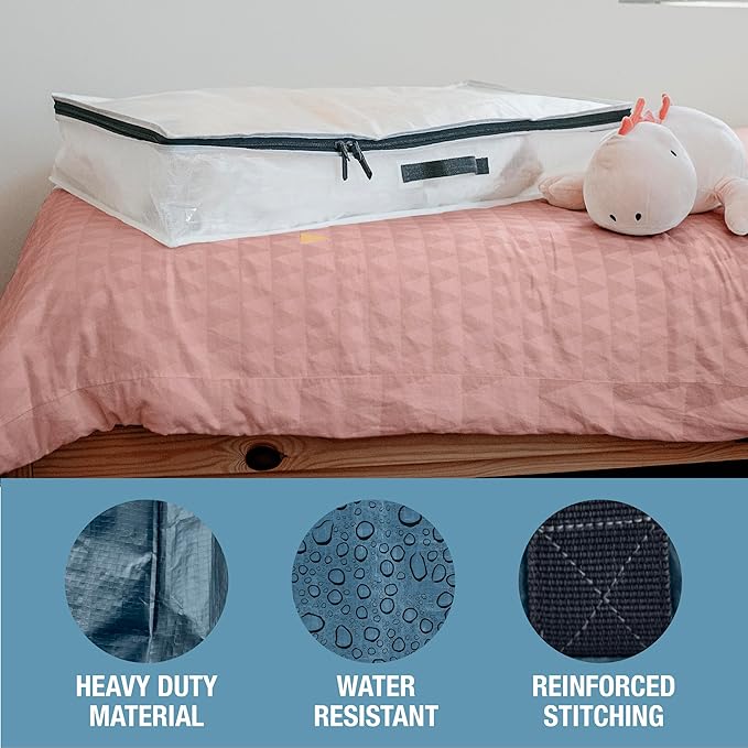 CleverMade Under Bed Storage Bag - 46L - Pack of 2 - Ocean - Collapsible Storage for Shoes and Clothes Easy Use - Heavy Duty Utility Bag Home