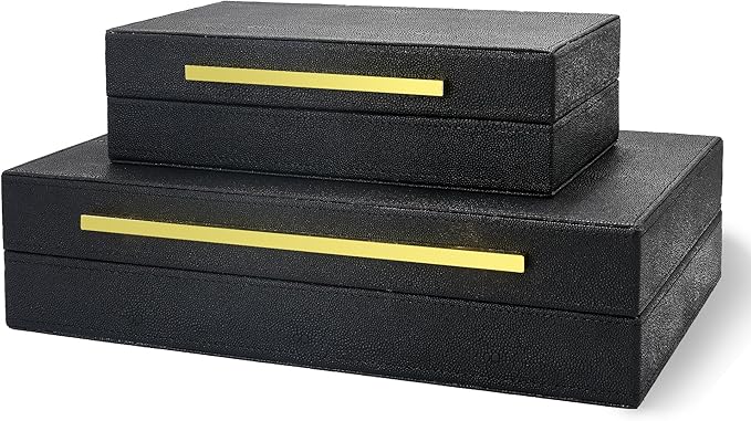 Modern Decorative Box Faux Shagreen Leather, Decorative Storage Boxes with Lids for Home Decor, Large Multifunctional Storage Jewelry Box Organizer
