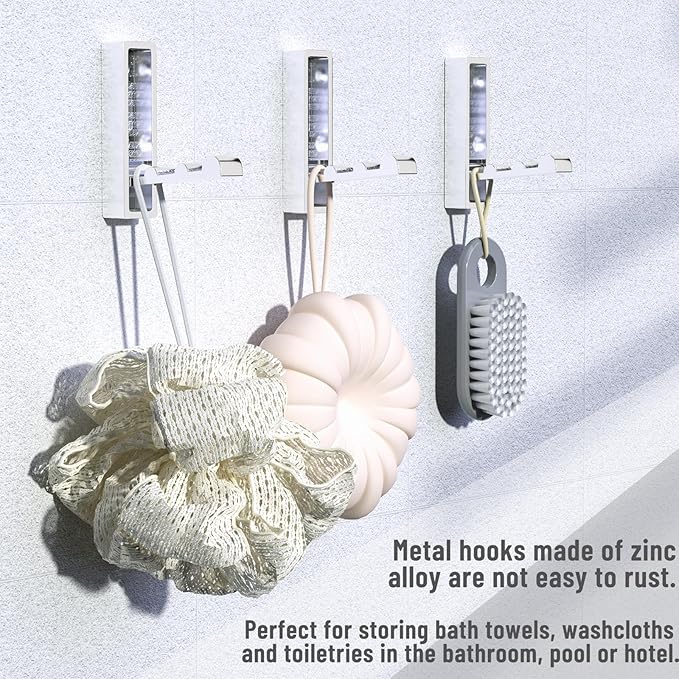 Wall Hooks for Hanging Coat, Heavy Duty Metal Hooks with Folding Storage Foldable Wall Hooks for Entryway Bathroom Kitchen Bags Towels Closet, 4Pcs Silver
