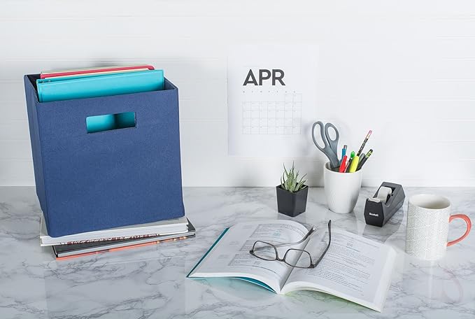 DII Poly-Cube Storage Collection Hard Sided, Collapsible Solid, Small, Nautical Blue