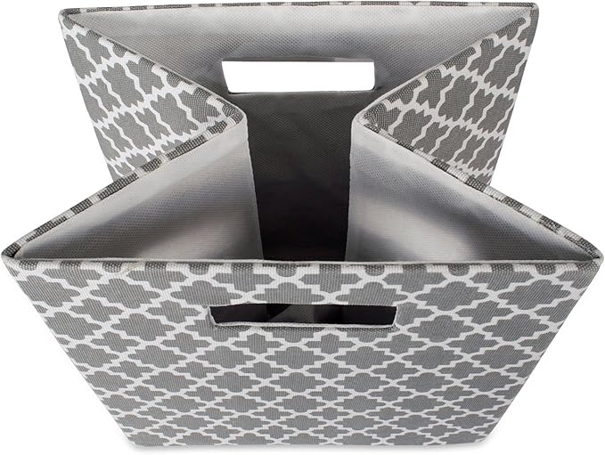 DII Hard Sided Collapsible Fabric Storage Container for Nursery, Offices, & Home Organization, (13x13x13") - Lattice Gray