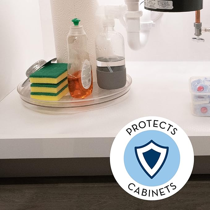 S&T INC. Under Sink Mat, Shelf Liner for Kitchen Cabinet Non-Adhesive, Waterproof Drawer or Cabinet Liner, 24 Inches x 48 Inches, Clear Plastic, 1 Pack