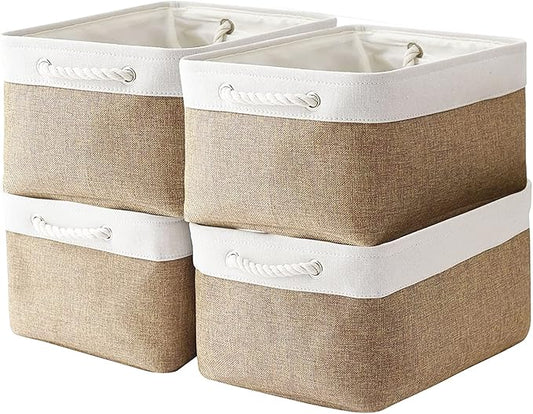Storage Basket Fabric Sturdy Canvas Storage Bins Organizer with Handles for Clothes and Storage Foldable Storage Boxes Cubes