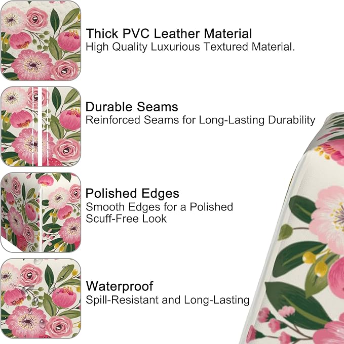 Spring Flowers Bouquet Tissue Box Cover Square,Tissue Box Holder with Belt Bottom,Stylish Leather Napkin Holder for Vanity Countertop,Nightstands,Office Desk,5.2"Ã5.2"Ã5.2"