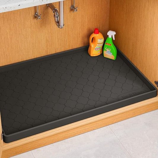 Jin&Bao Waterproof Under Sink Mat 22" x 22", Thick Silicone Mat Cabinet Protector for Kitchen and Bathroom, Shelf Liner, Home Organizer and Storage, Multipurpose Tray for Gadgets and Essentials