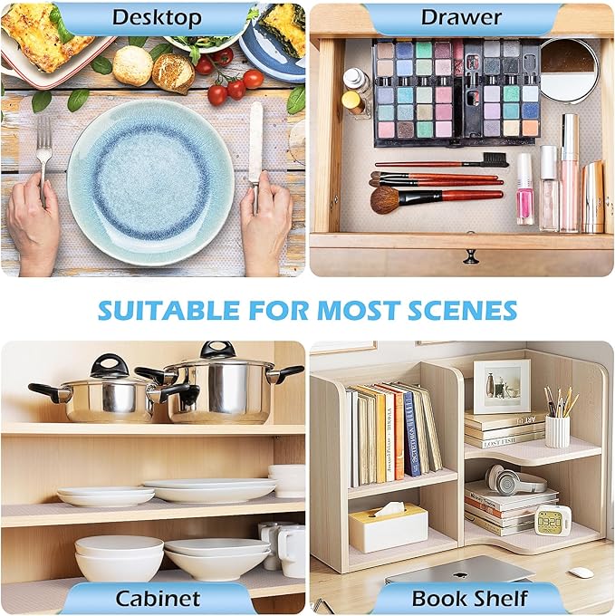Drawer Liners, Waterproof Shelf Liner, Anti-Slip Non-Adhesive BPA Free Kitchen Cupboard Cabinet Liner Refridge Fridge Mats Sink Protector Strong Durable for Home (Clear/19.7in x 20Ft)