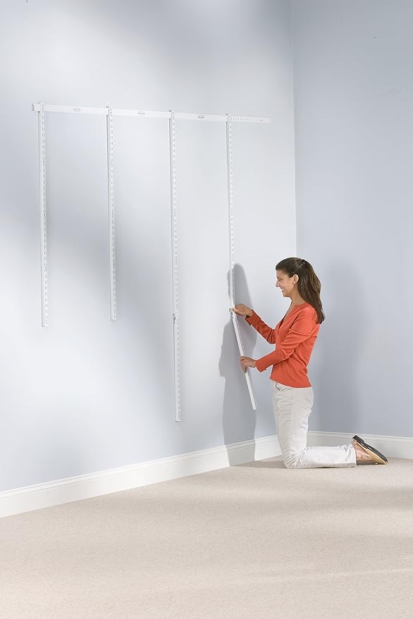 Rubbermaid Fast Track Adjustable Closet System Hardware, 70-Inch Upright, White, Pantry Storage/Organization for Clothes/Shoes/Food/Cleaning Supplies